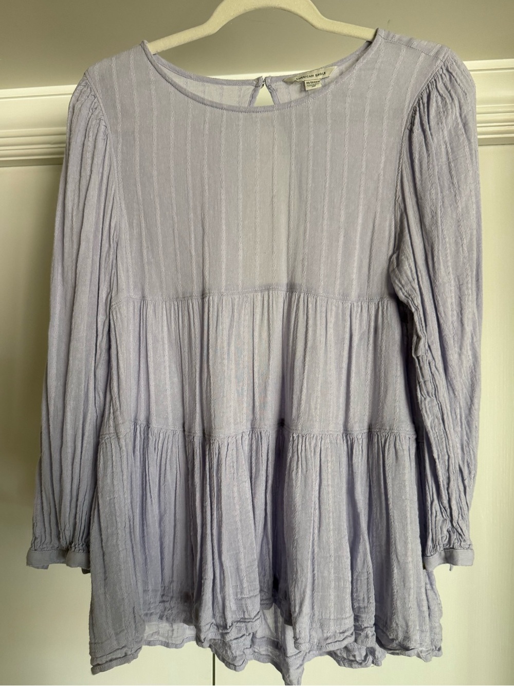 American Eagle Outfitters Lavender Tiered Long-Sleeve Tunic